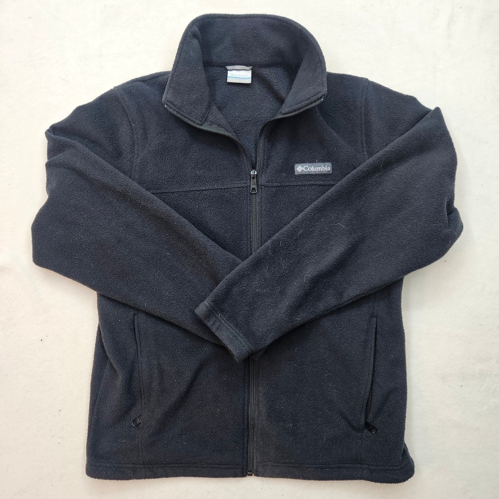 Columbia Fleece Jacket Mens Medium Black Full Zip Steens Mountain XM6354